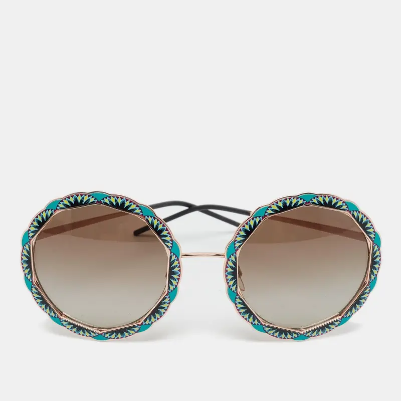 Emporio Armani Green/Grey Gradient EA 2054 Printed Round Sunglasses