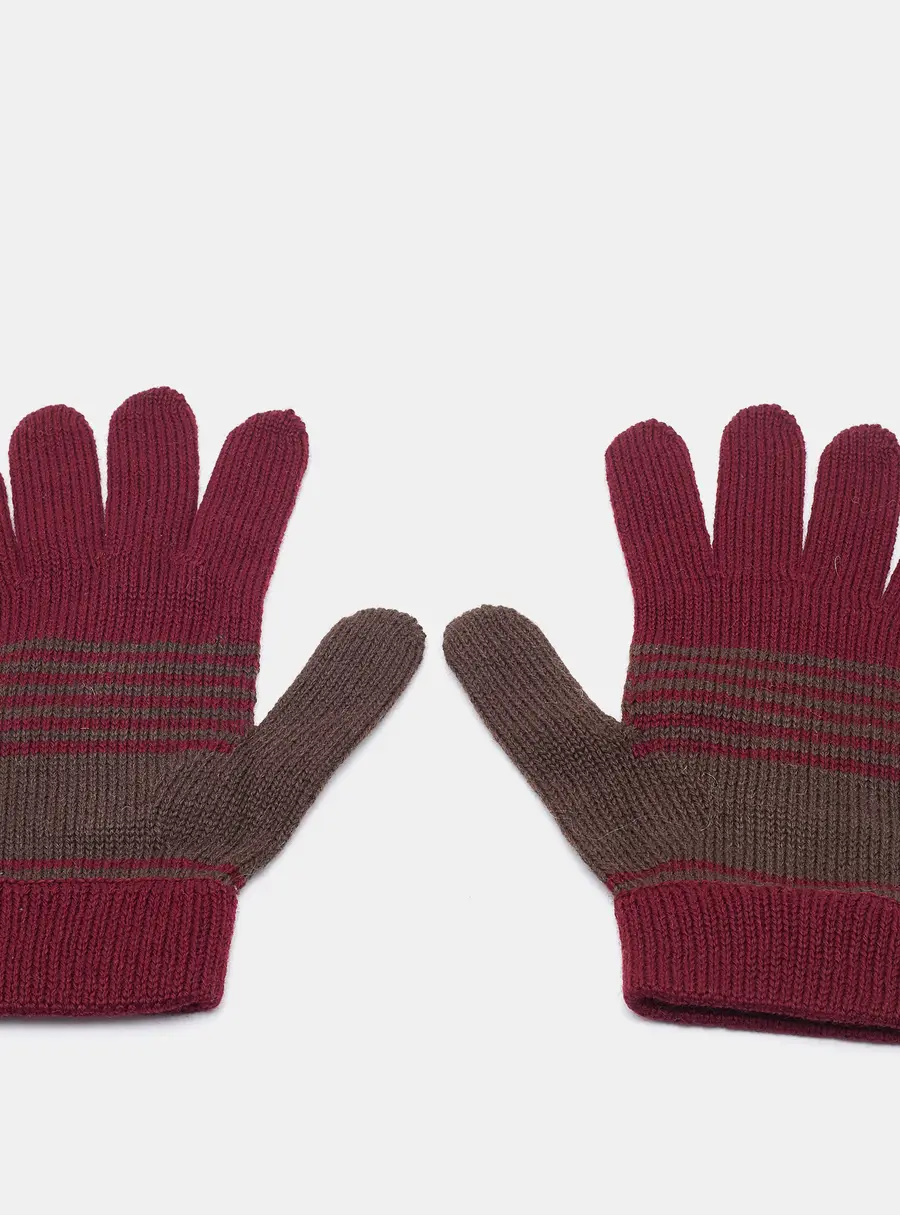 Emporio Armani Gloves Burgundy Acrylic and Wool