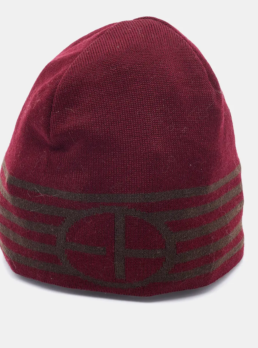 Emporio Armani Burgundy Wool Beanie 57 cm