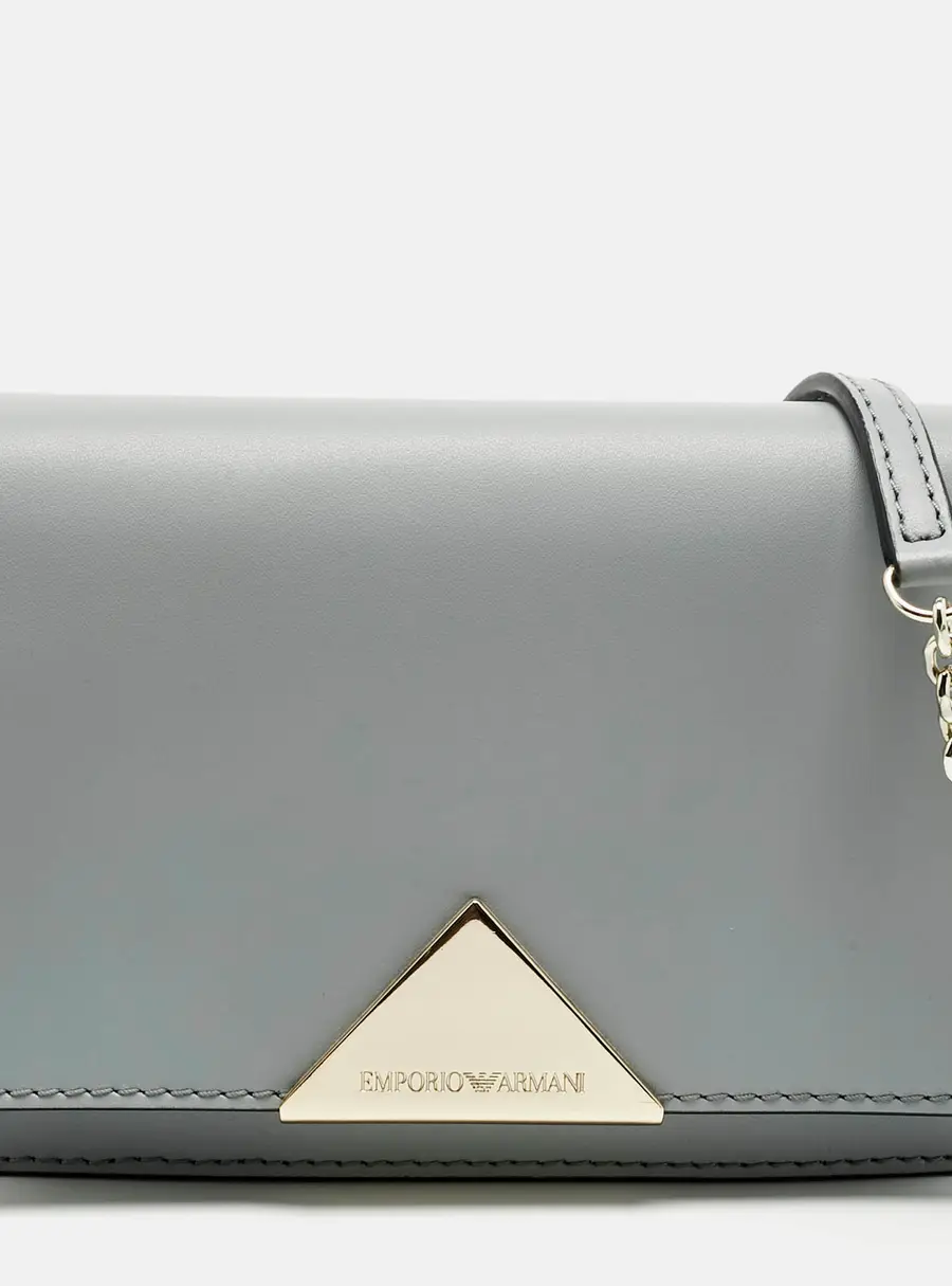 Emporio Armani Light Blue Leather Astrid Chain Crossbody Bag