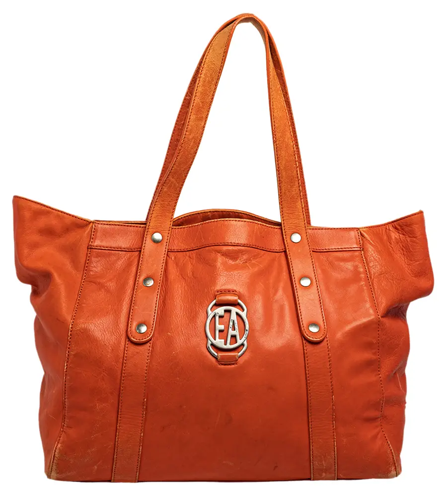 Emporio Armani Orange Leather Tote Bag