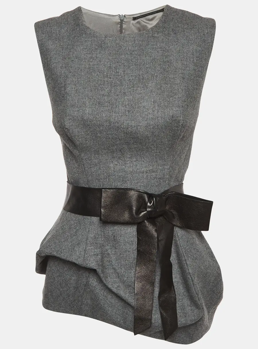 Ermanno Scervino Grey Wool Asymmetric Top S