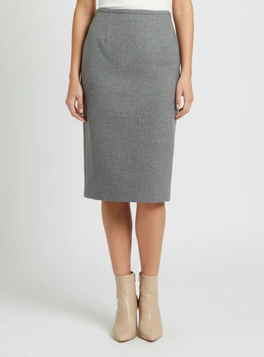 Ermanno Scervino Grey Wool Pencil Skirt S