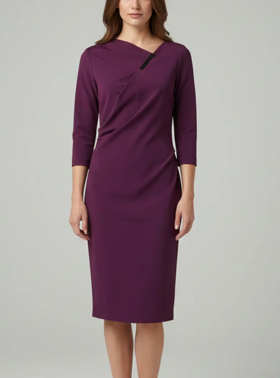 Escada Purple Knit Asymmetric Draped Midi Dress L