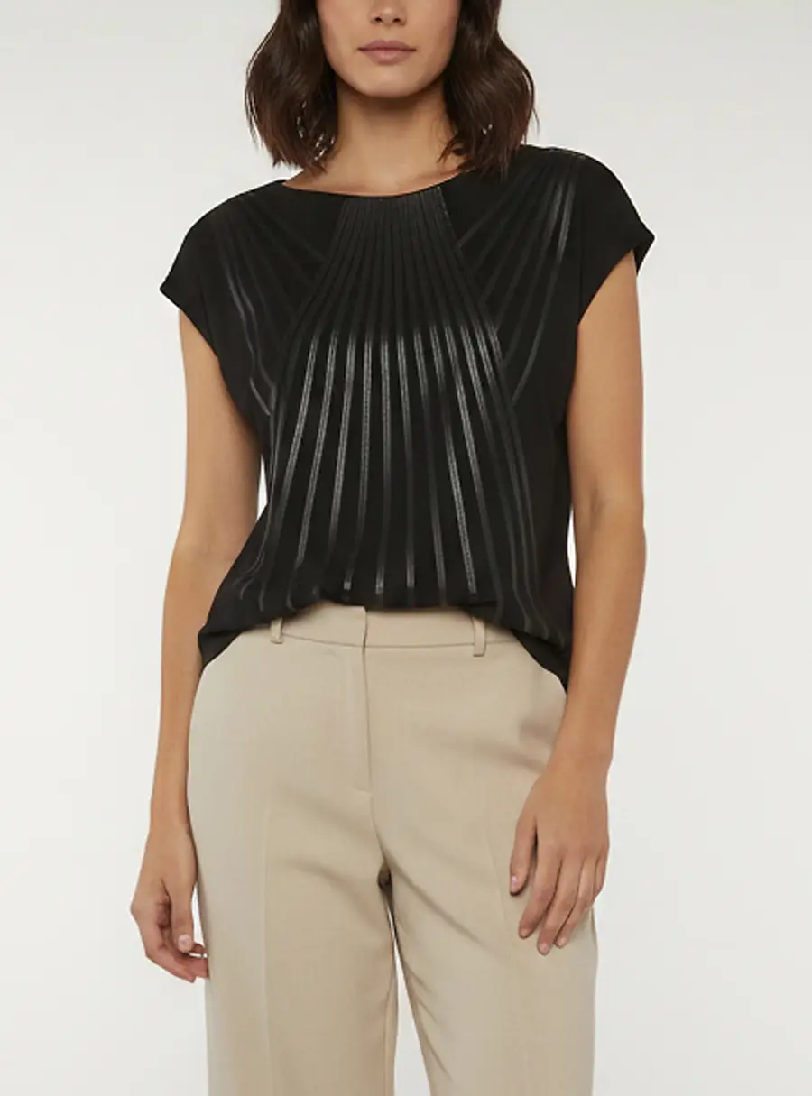 Escada Black Jersey and Leather Detail Manresa T-Shirt L
