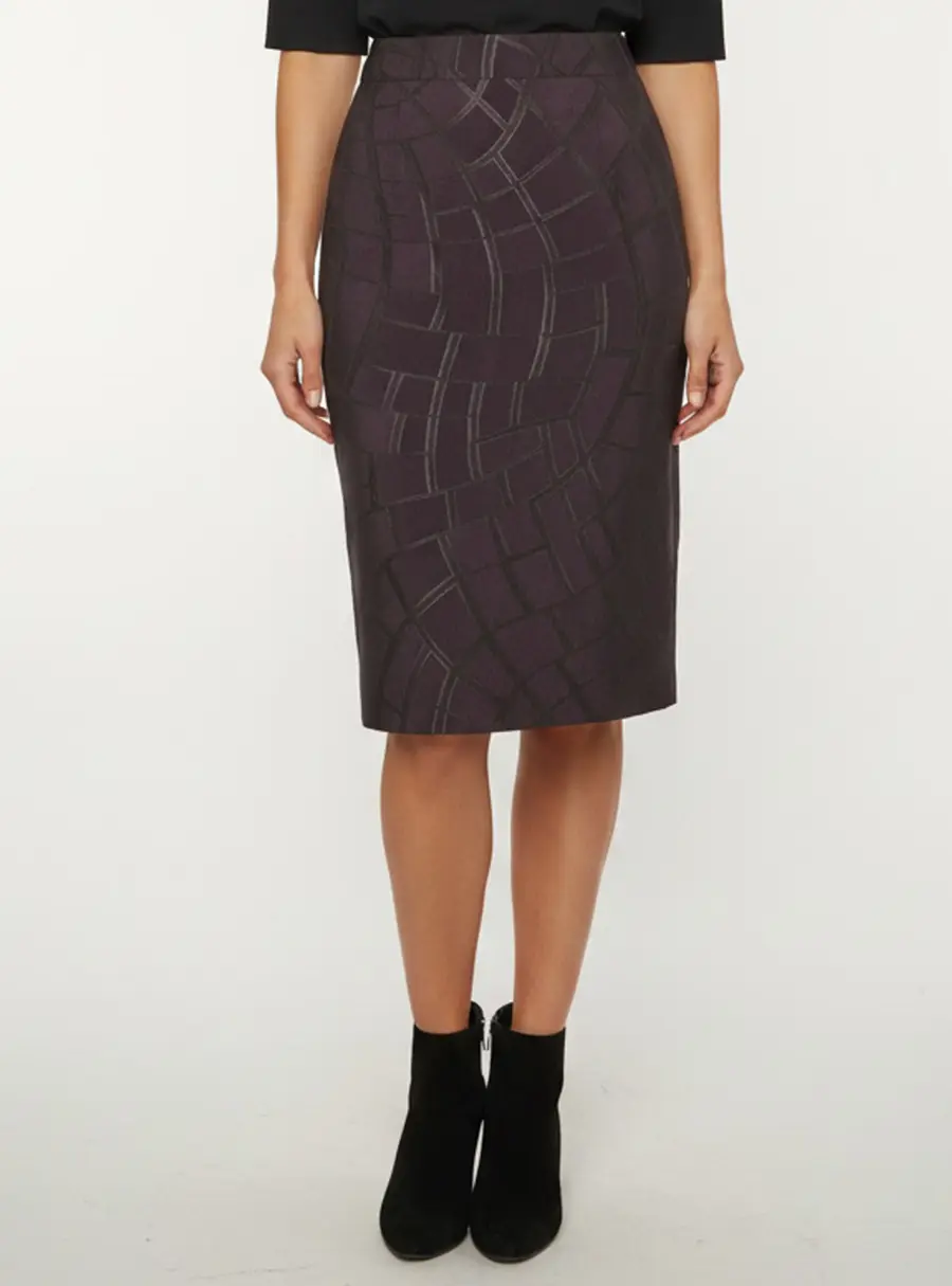 Escada Purple Jacquard Knee Length Rio Skirt L
