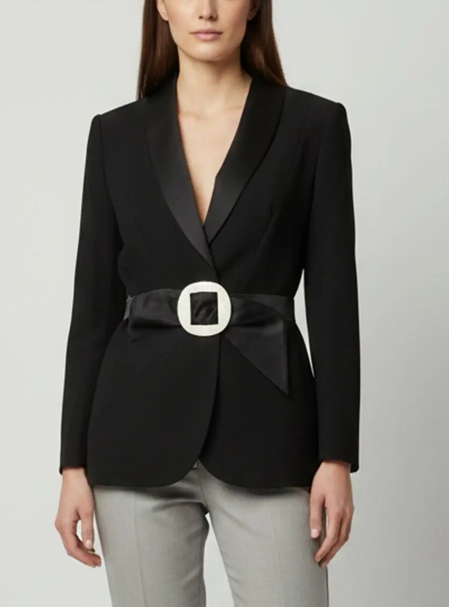 Escada Black Wool Fitted Shawl Lapel Blazer XL