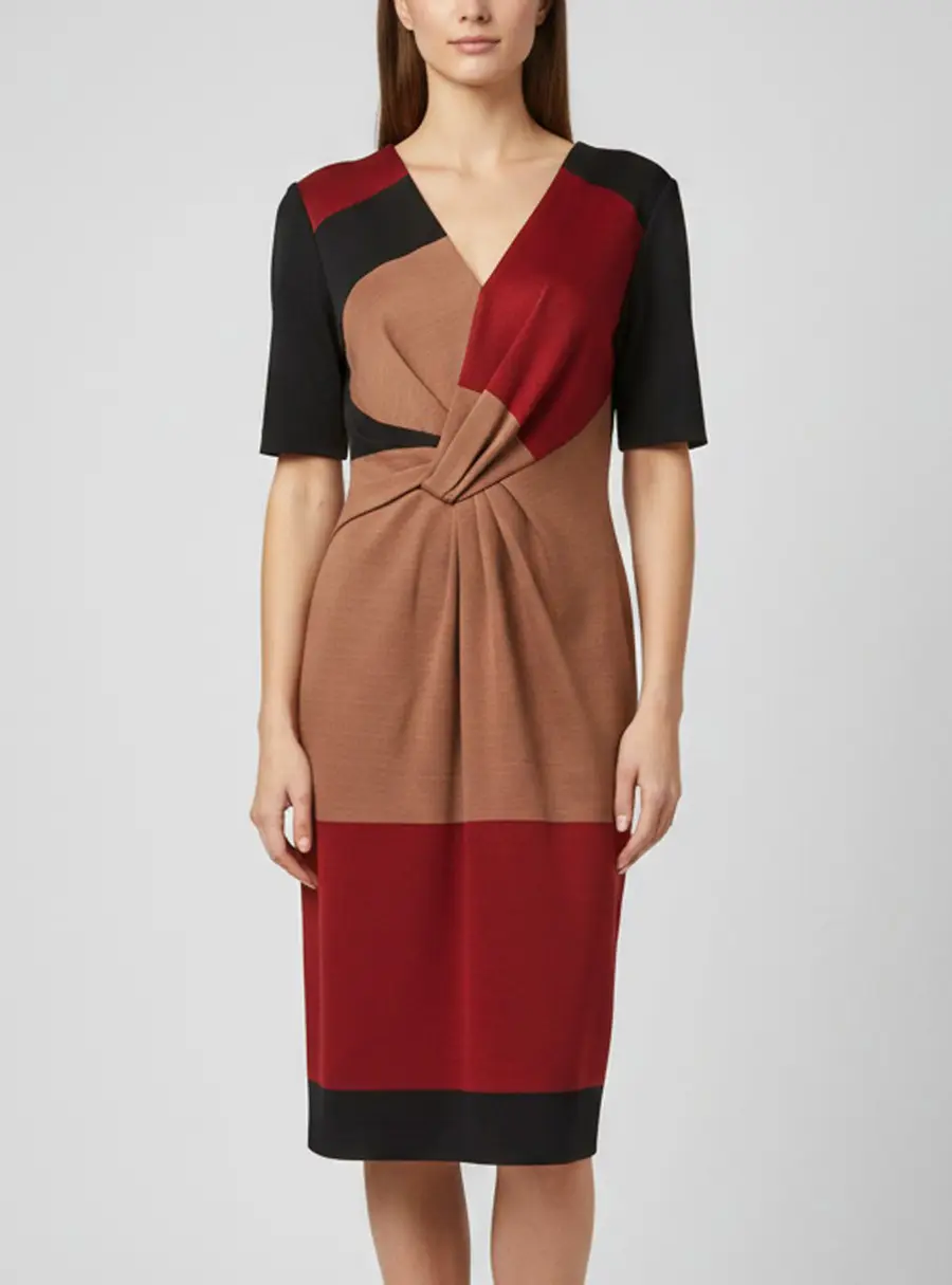 Escada Multicolor Jersey Draped Delia Dress L