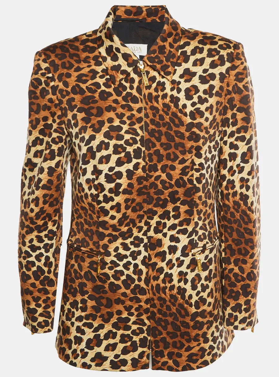 Escada Beige/Brown Leopard Print Wool Blend Blazer M
