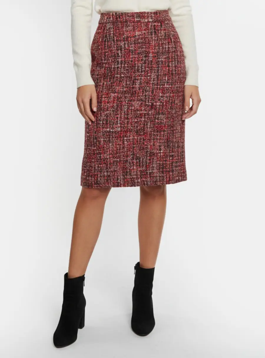 Escada Pink Tweed Zip Up Pencil Skirt L