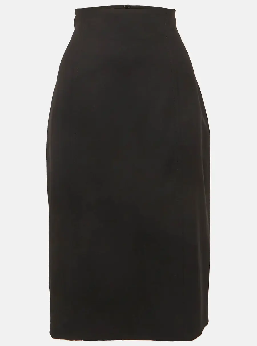 Escada Black Wool Blend Zip Up Pencil Skirt L