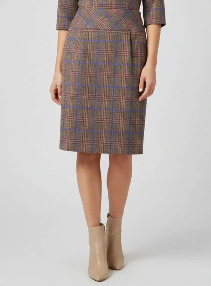 Escada Multicolor Plaid Wool Blend A-line Short Skirt M