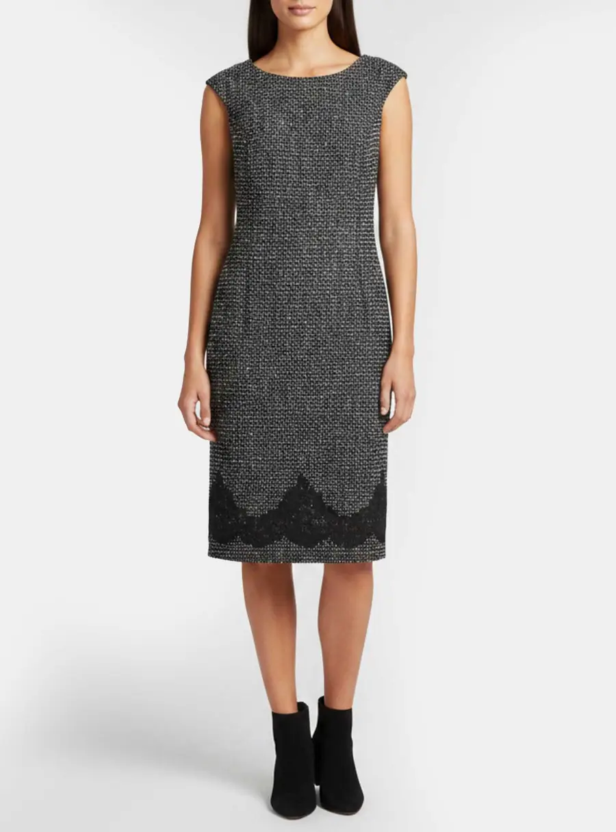 Escada Black Wool Blend Sleeveless Midi Dress M