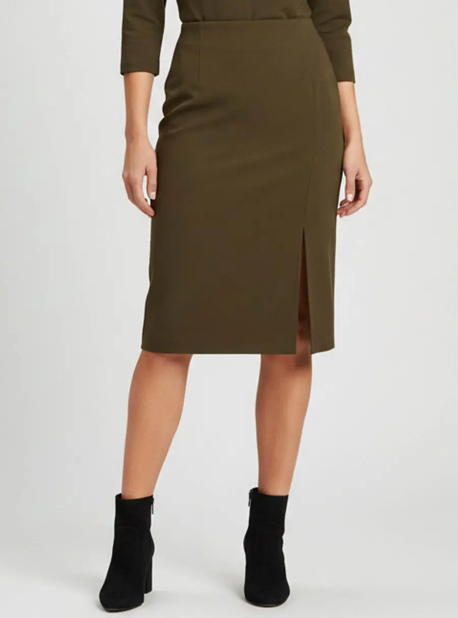 Escada Olive Green Wool Pencil Skirt S