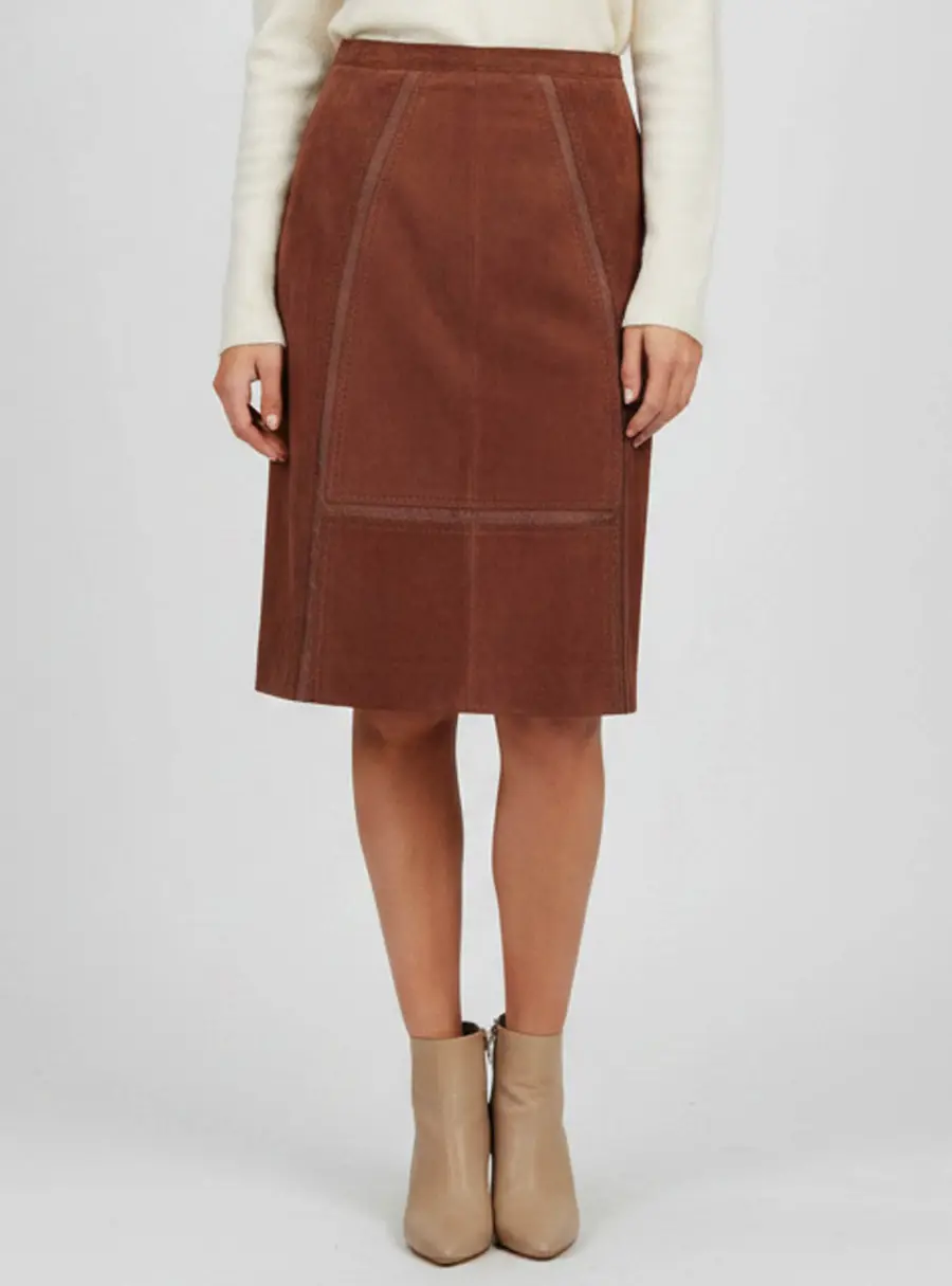 Escada Brown Suede Lizzy Skirt M