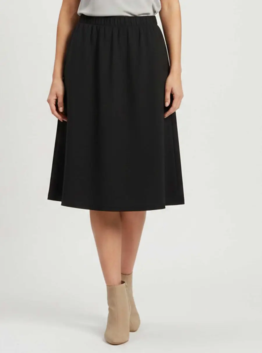 Escada Black Wool Knee Length Skirt XL