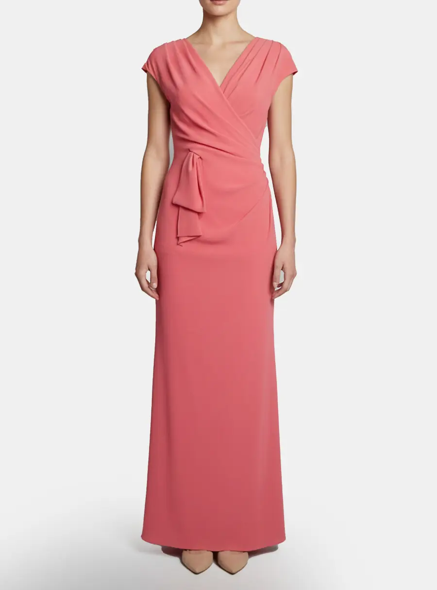 Escada Pink Crepe Draped Ditta Long Dress M