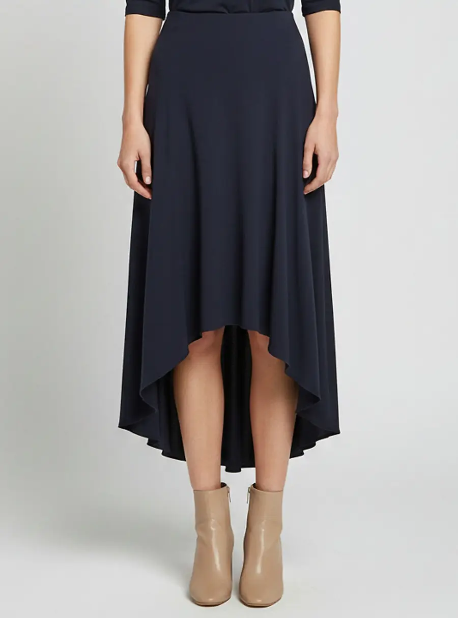Escada Navy Blue Crepe Asymmetrical Ravenna Skirt S