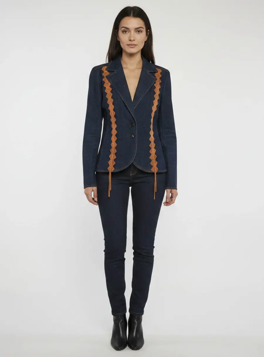 Escada Blue Denim Long Sleeve Jacket L