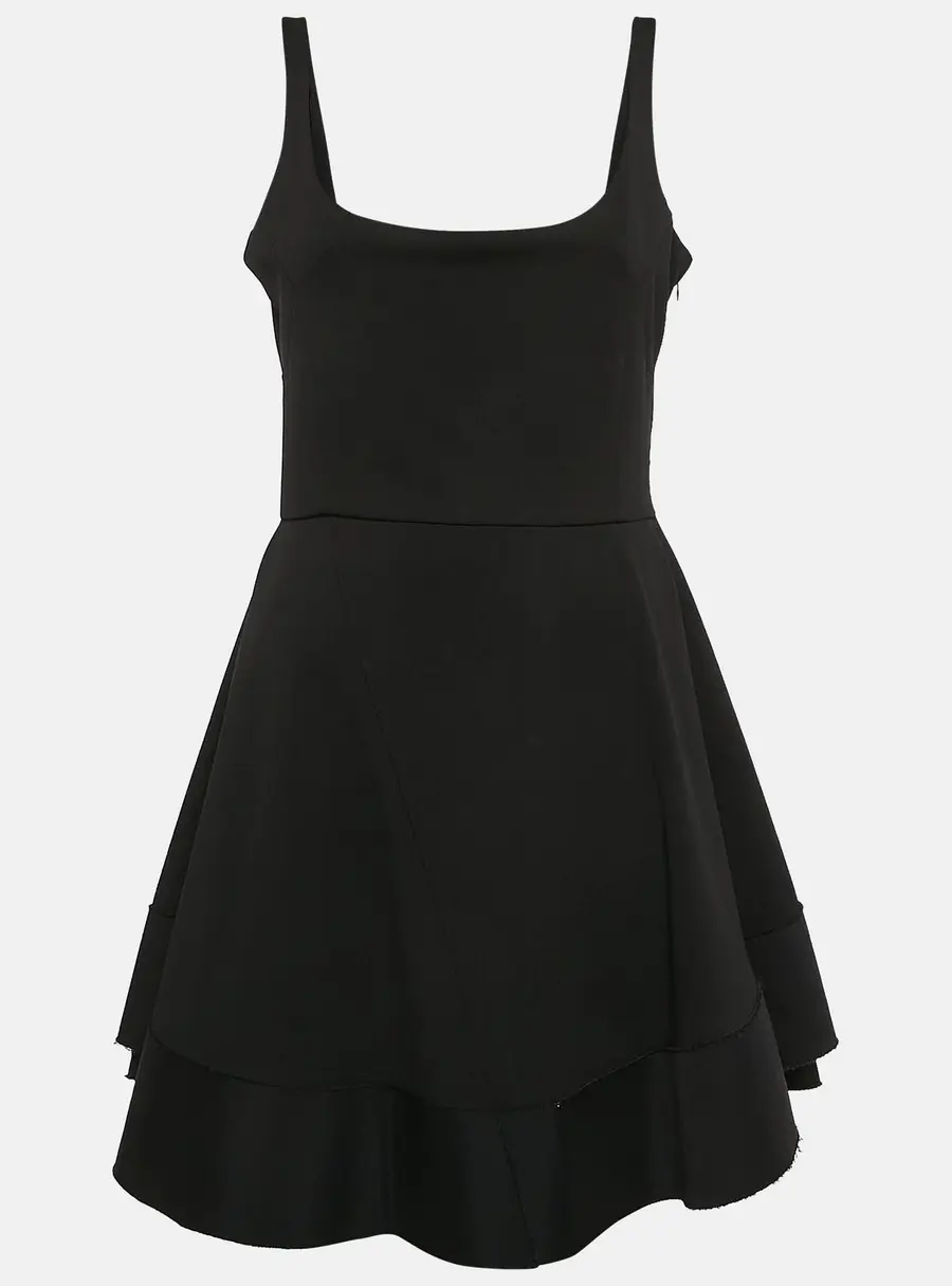 Esteban Cortazar Black Jersey Fit and Flare Mini Dress L