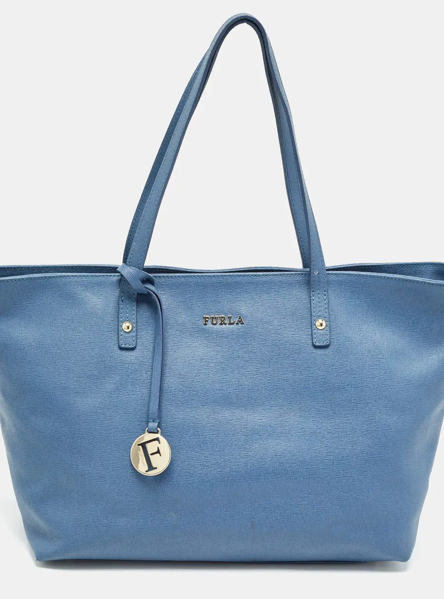 Furla Blue Leather Tote Bag