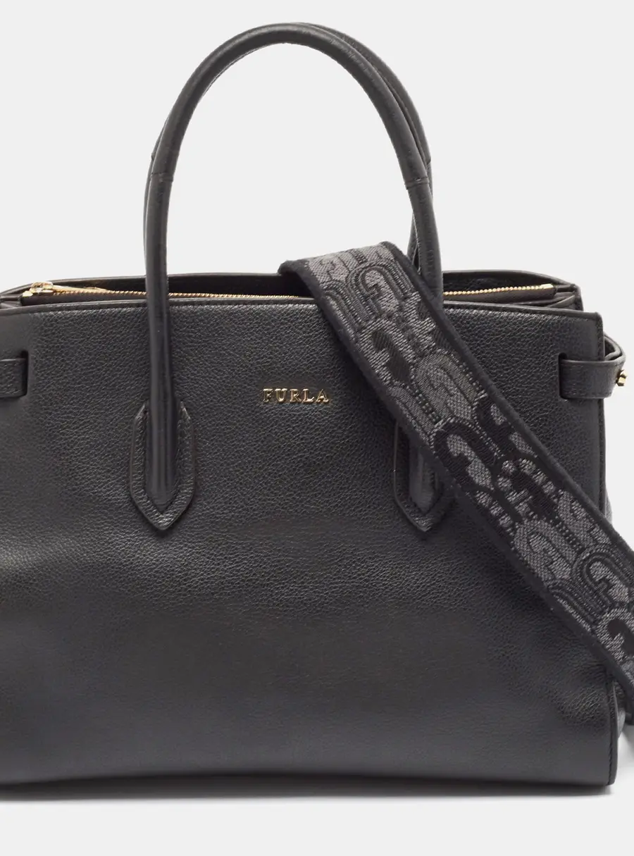 Furla Black Leather Tote Bag