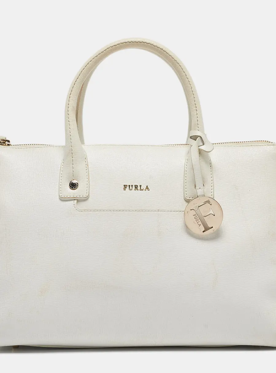 Furla White Leather Tote Bag