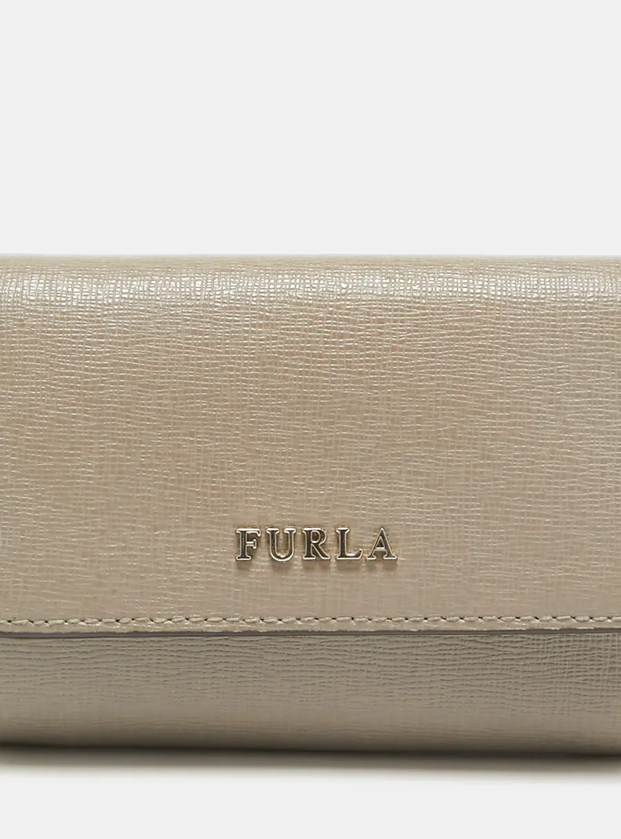 Furla Grey Leather Trifold Compact Wallet