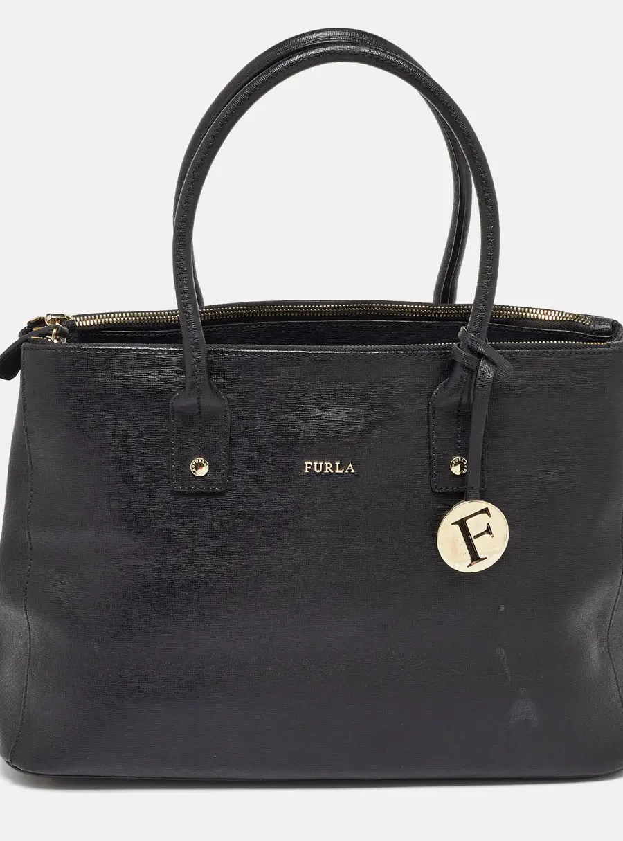 Furla Linda Black Saffiano Leather Tote Bag