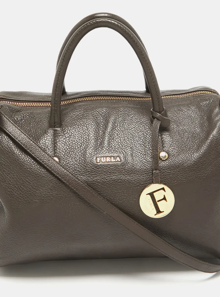 Furla Dark Brown Leather Ariana Satchel
