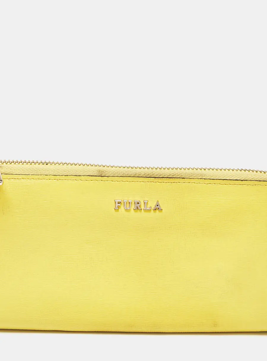 Furla Yellow Leather Zip Continental Wallet