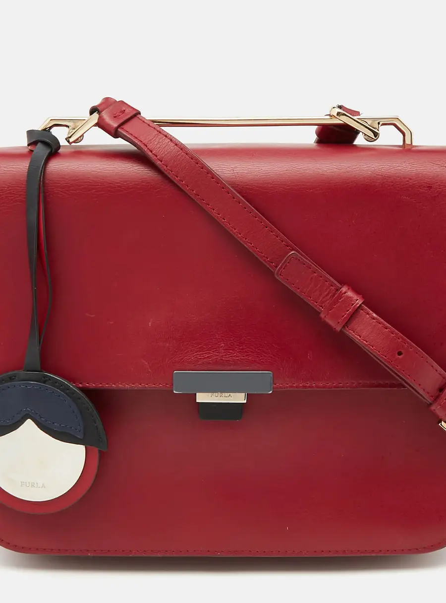 Furla Burgundy Leather Elisir Shoulder Bag