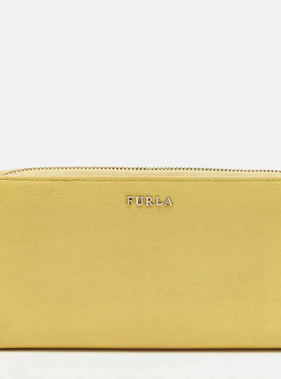 Furla Yellow Leather Zip Continental Wallet