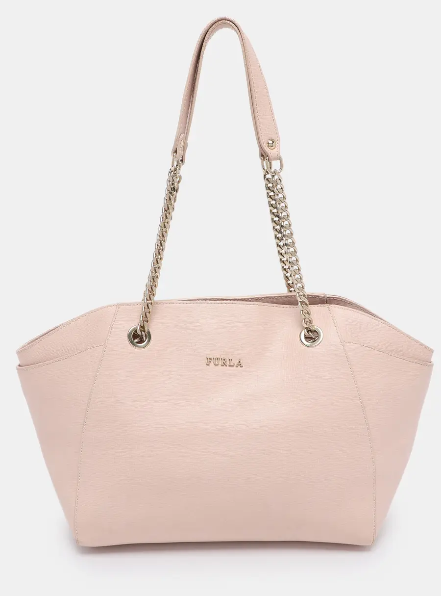 Furla Blush Pink Leather Julia Chain Tote