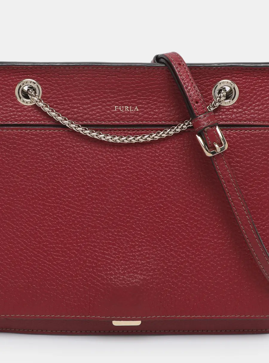 Furla Red Leather Chain Crossbody Bag