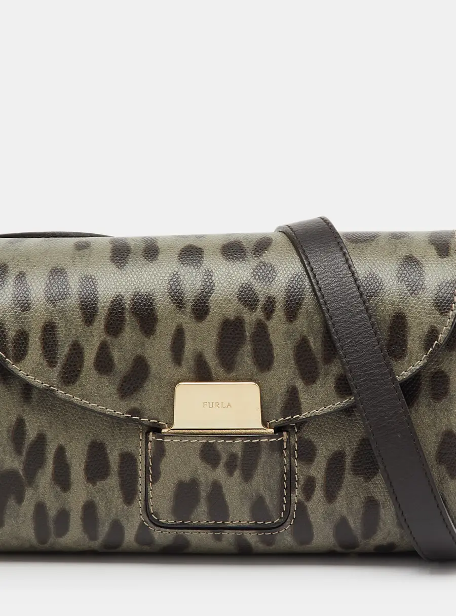 Furla Multicolor Animal Print Leather Flap Shoulder Bag