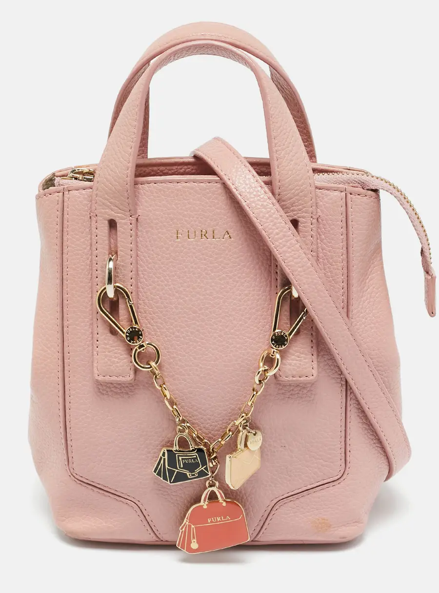 Furla Perla XS Pink Leather Crossbody Bags