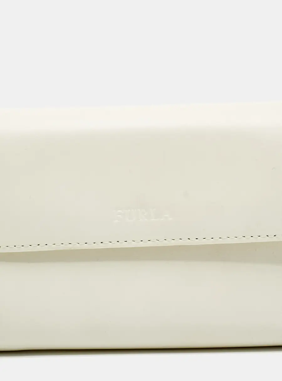 Furla Off White Leather Trifold Flap Wallet