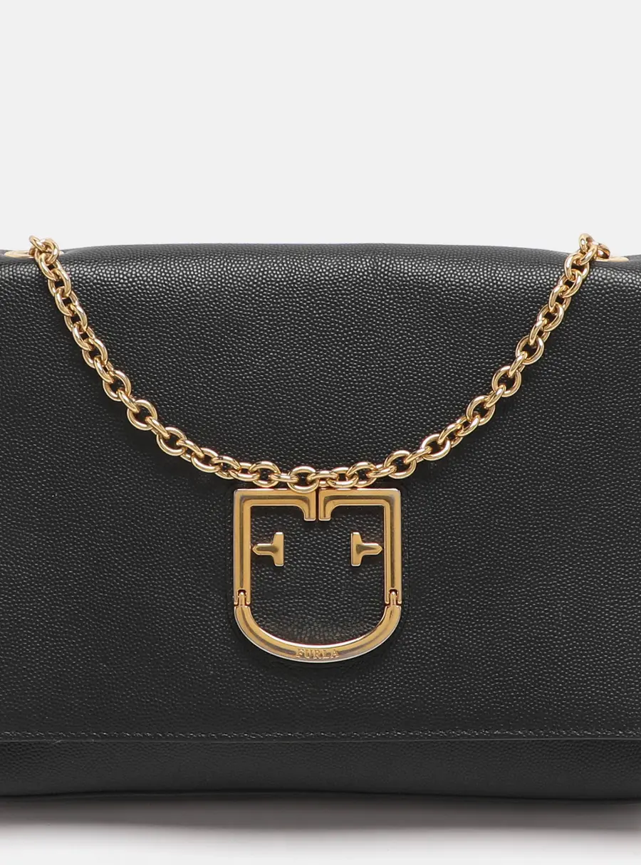 Furla Viva Black Leather Shoulder Bag