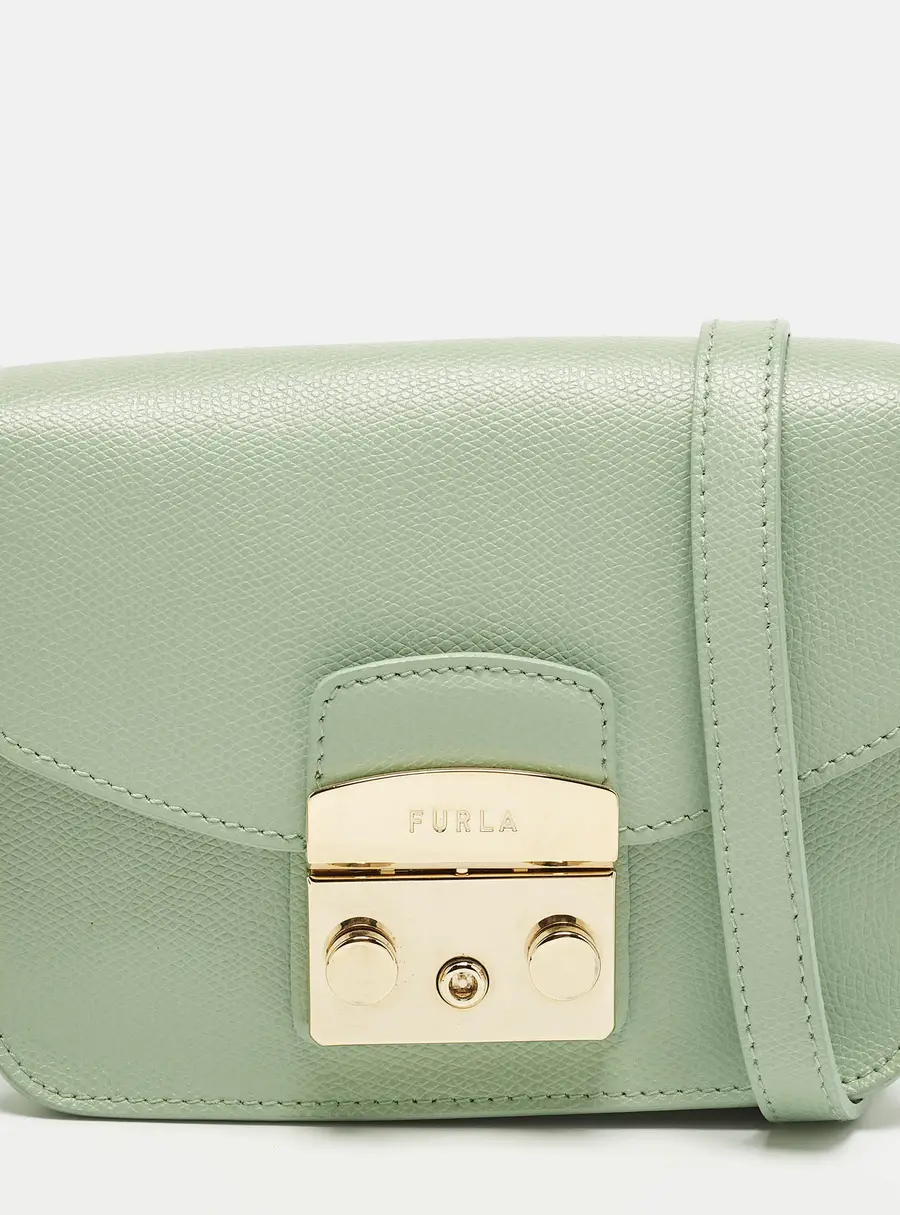 Furla Metropolis Mini Light Green Leather Crossbody Bag