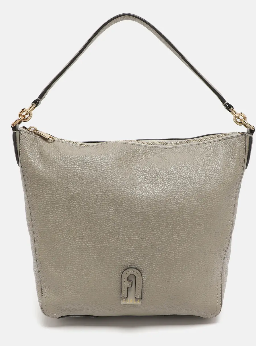 Furla Atena Grey Leather Hobo