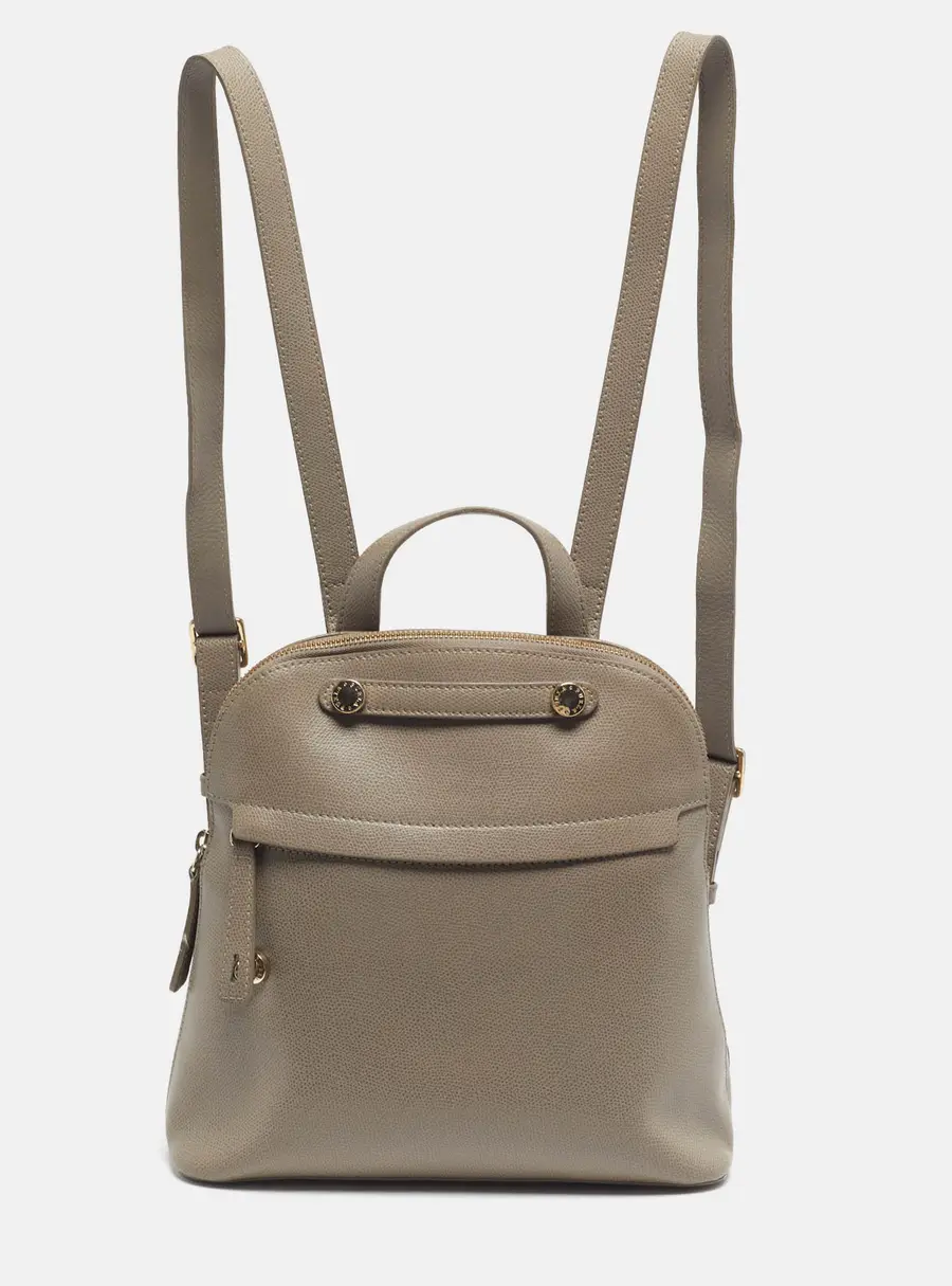 Furla Piper Grey Leather Backpack