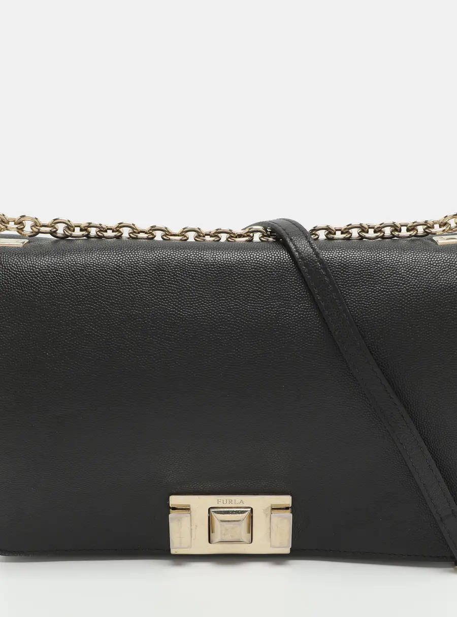 Furla Black Leather Shoulder Bag