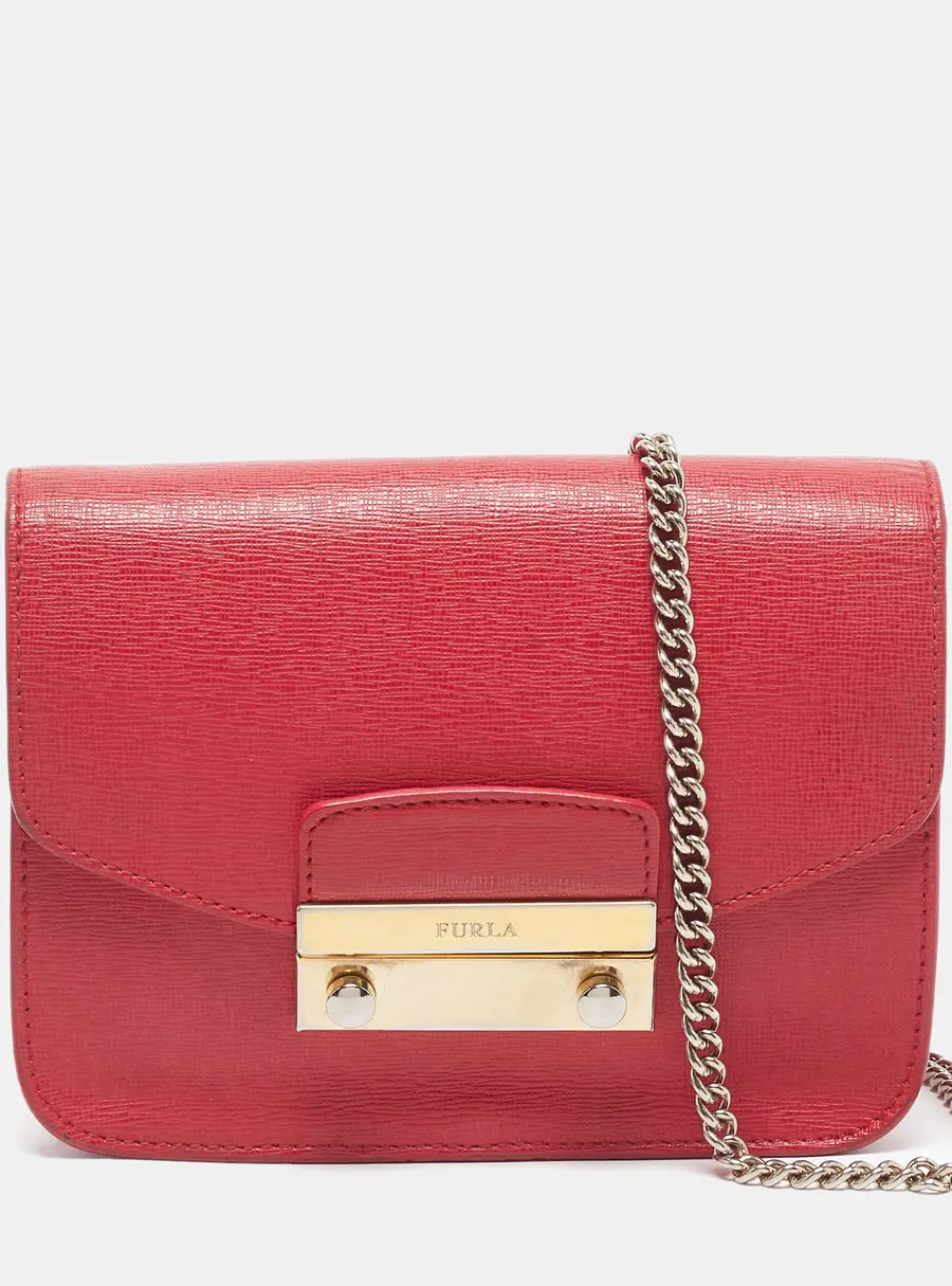 Furla Metropolis Mini Red Leather Crossbody Bag