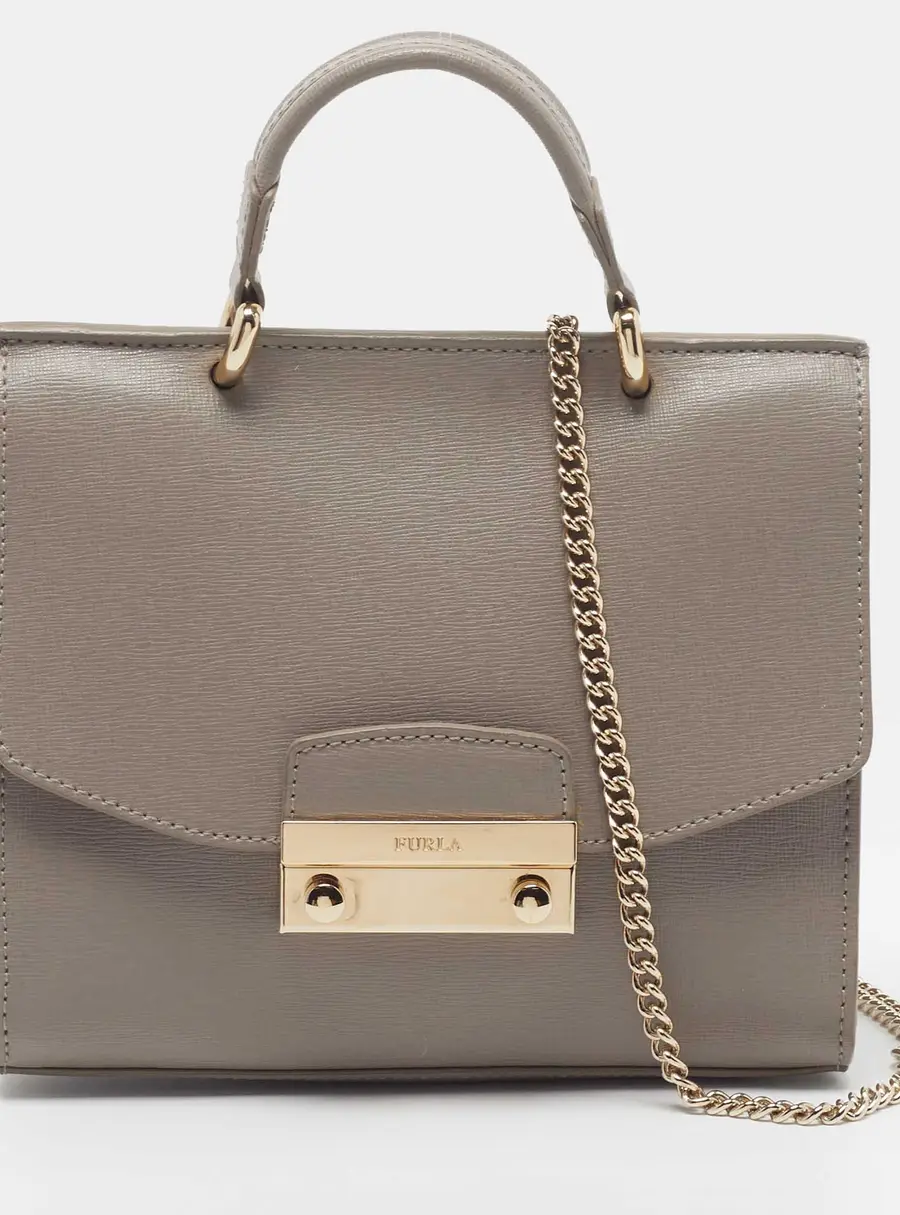 Furla Julia Beige Leather Top Handle Bag