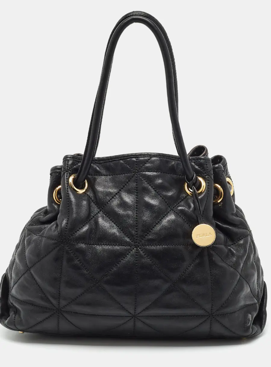 Furla Black Quilted Leather Tote