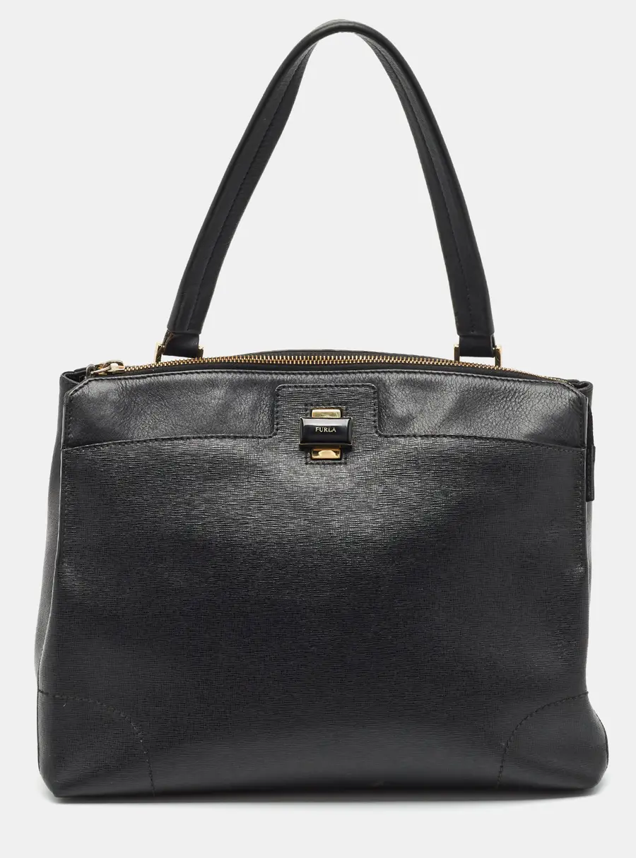 Furla Piper Lux Black Leather Top Handle Bag