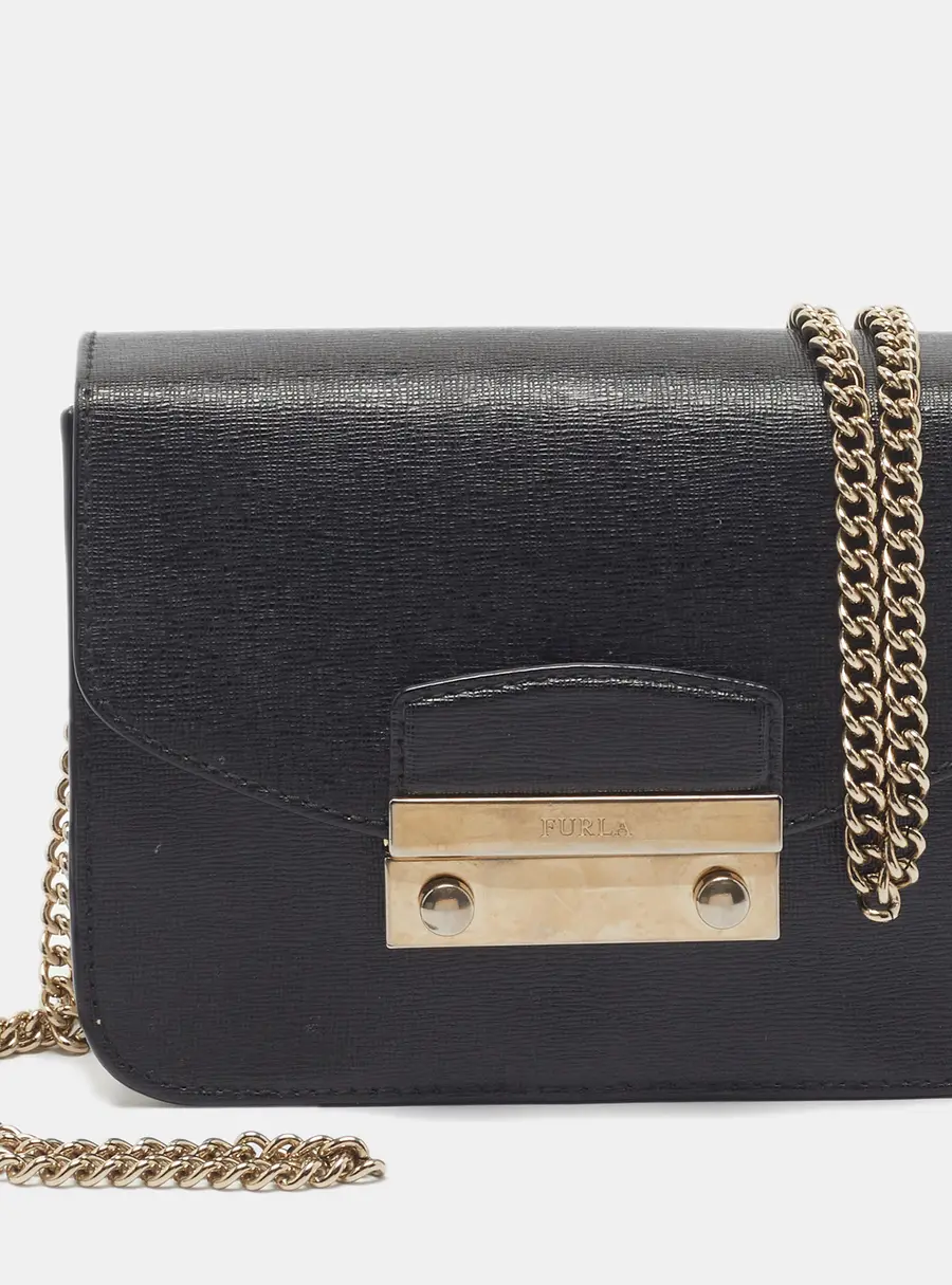 Furla Metropolis Mini Black/White Leather Crossbody Bag
