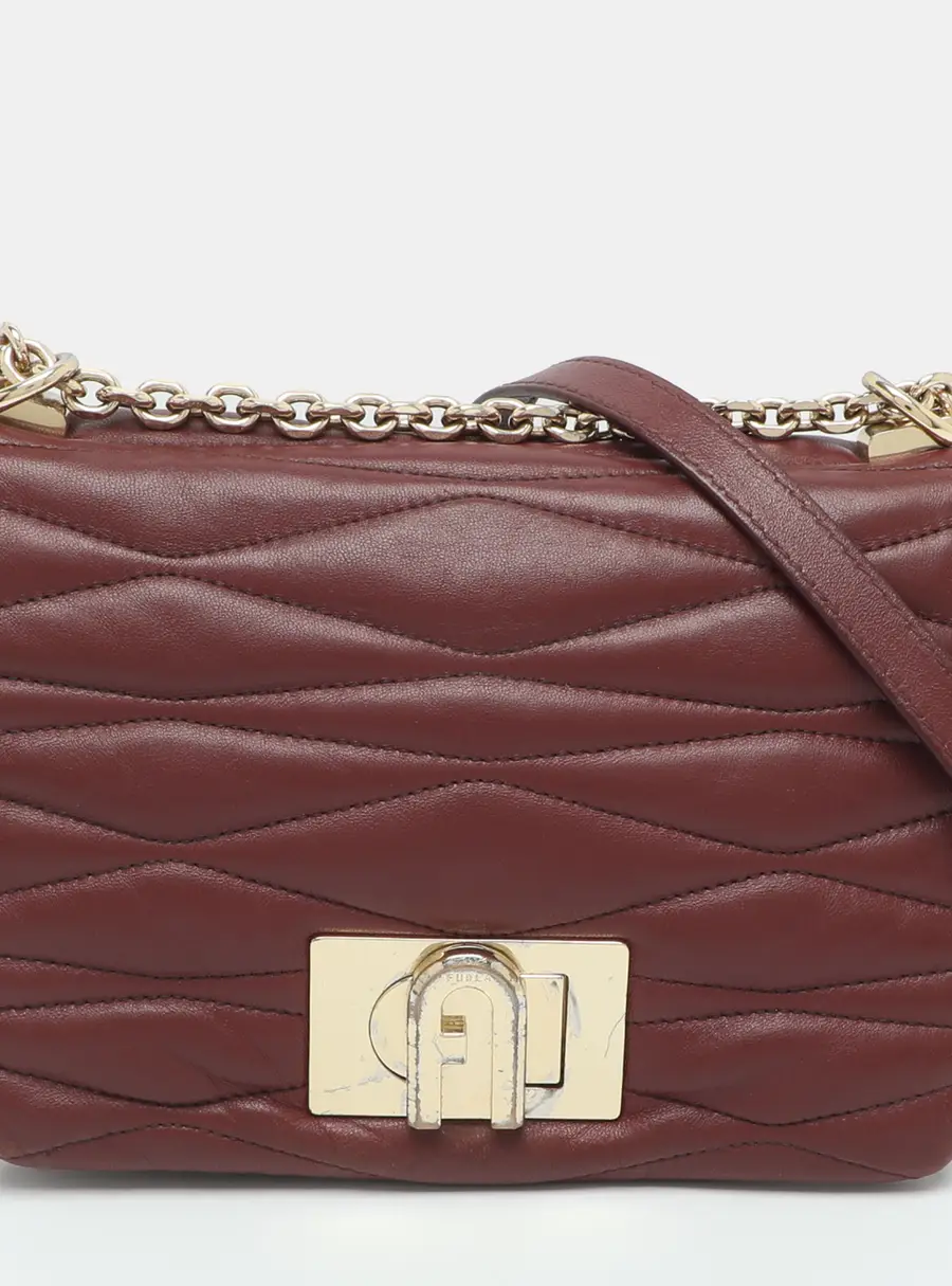 Furla 1927 Small Red Quilted Leather Crossbody Bag