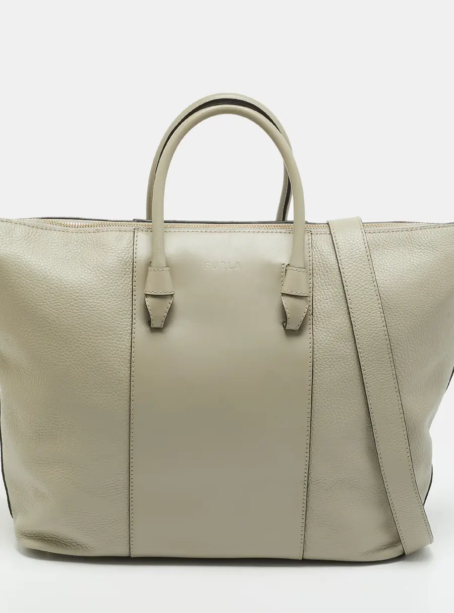 Furla Miastella Grey Leather Shopper Tote